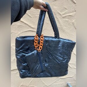 Target x Kika Vargas Blue Metallic Tote